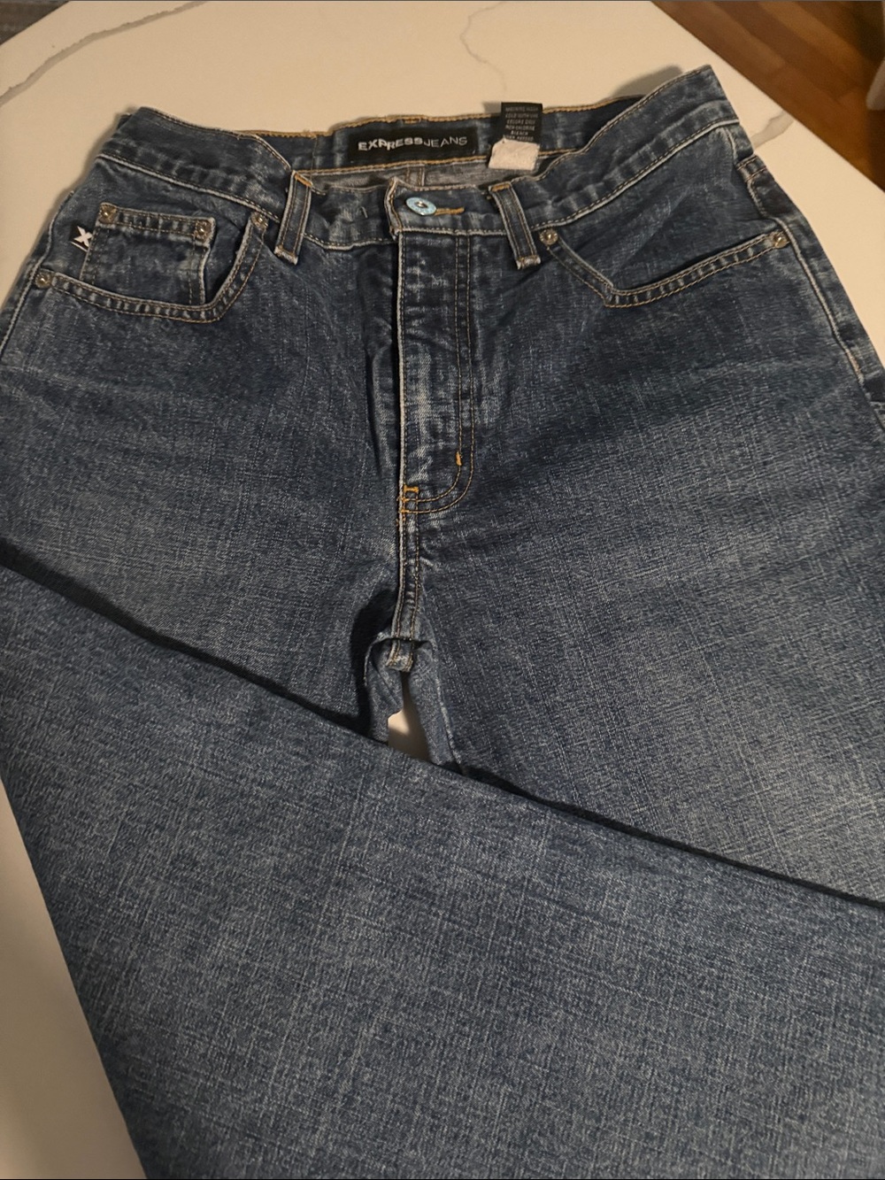 Express Men’s Dark Blue Straight Jeans